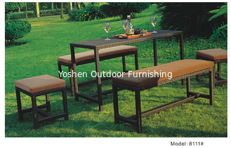 China 5pcs wicker rattan patio furniture garden benches ottoman table-8111 supplier