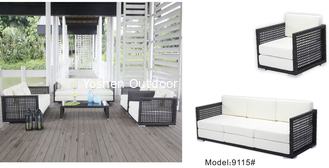China 5pcs aluminum rattan wicker hotel commercial furniture sofa set-9115 supplier