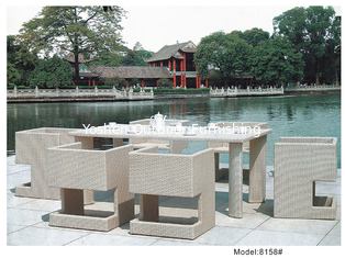 China 7-piece white PE rattan wicker hotel dining set for 6 people -8158 supplier