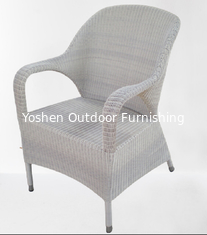 China Garden hotel outdoor dining chair luxury white rattan outdoor chair plastic armrest wicker patio chair---YA5684 supplier