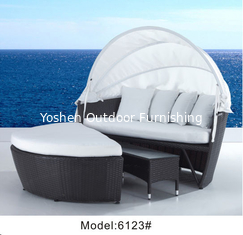 China Patio furniture rattan wicker daybed with ottoman &amp; coffee table ---6123 supplier