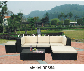 China 6-piece outdoor wicker rattan conversation sofa set with ottoman -9055 supplier