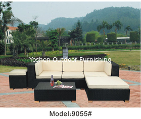 6-piece outdoor wicker rattan conversation sofa set with ottoman -9055