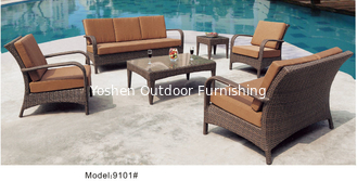 China 6-piece patio outdoor  wicker rattan deep seat sofa set with single chair loveseat sofa-9101 supplier