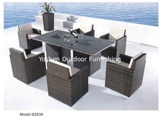 China 7-piece resin wicker rattan outdoor patio dining set for 6 people-8203 supplier