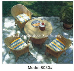 China 4-piece resin wicker rattan outdoor patio dining set in beige-8033 supplier