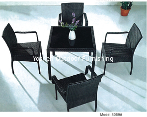China 5-piece black PE wicker rattan outdoor patio dining set for 4 people with 4 arm chairs-8059 supplier