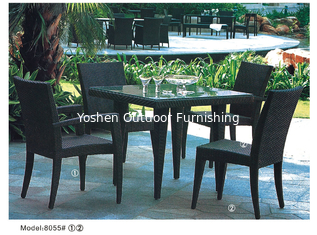China 5-piece PE wicker rattan outdoor patio dining set for 4 people with 2 arm chairs and 2 armless chair-8055 supplier