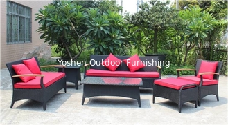 China 6 piece -Outdoor Rattan Furniture teak wooden 3/2/ single sofa coffee table end table-YS5737 supplier