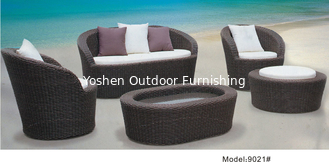 China 5 piece -Rattan outdoor Leisure backyard patio PE rattan wicker sofa set ottoman -9021 supplier