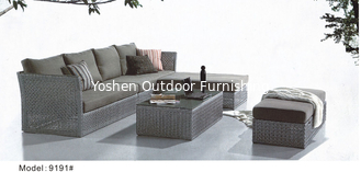 China 5 piece -L shape rattan wicker Living room chaise chair sofa set ottoman coffee table Yoshen-9191 supplier
