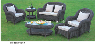 China 6piece -Star hotel sofa &amp; chairs lobby furniture with footseat rattan sofa -9156 supplier