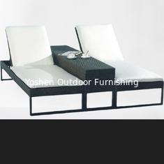 China Luxury indoor chaise lounge double chaise lounge with umbrella canopy modern outdoor lounger dual---6240 supplier