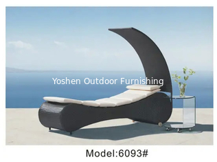 China Plastic beach poolside lounge chair rattan wicker chaise lounge chairs canopy bed outdoor with cushion---6093 supplier
