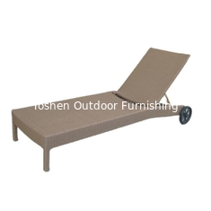 China Rattan wicker swimming pool furniture classic outdoor sun lounger day bed lounge chair with wheels---6035 supplier