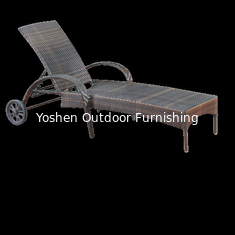 China Comfortable rattan wicker outdoor pool beach furniture daybed sunbed sun chaise lounger chair with wheels---6092 supplier