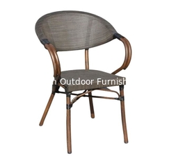 China Outdoor cafe restaurant juice shop mesh fabric bamboo dining arm chair---YS5631 supplier