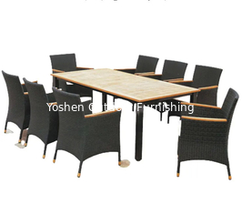 China 7pcs outdoor Rattan furniture pool side furniture rectangle wooden garden tables with 6 plastic dining chairs---8300 supplier