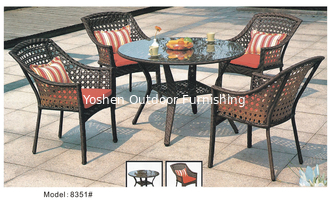 China 5cm cushion dining chairs with glass table-8351 supplier