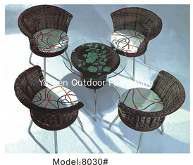 China 4 Armless chairs with wicker dining set -8030 supplier