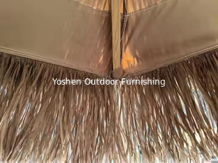 9 ft synthetic thatch beach umbrella 8 ribs plastic Thatched Tiki umbrella sand beach Straw Umbrella with fringe