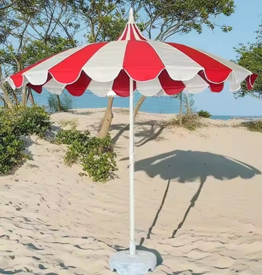 8.5 FT Stainless Steel Pagoda Shape Market Parasol Fiberglass Rib Strip Pagoda Commercial Patio Umbrellas