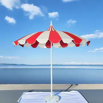 8.5 FT Stainless Steel Pagoda Shape Market Parasol Fiberglass Rib Strip Pagoda Commercial Patio Umbrellas
