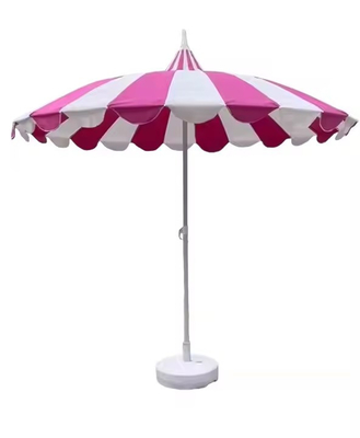 8.5 ft Stainless Steel Pole Pagoda Umbrella Patio Fiberglass Rib Beach Umbrella Red and White Pagoda Umbrella