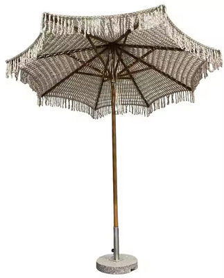 9 ft Commercial Market Umbrella Rope Tassel Macrame Parasol Popular Crochet Woven Umbrella