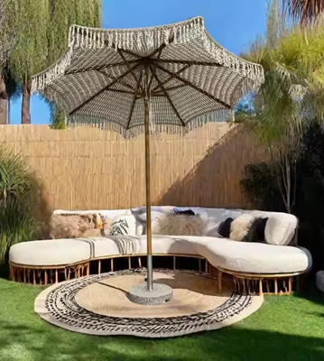 9 ft LA CONCHA Umbrella Macrame Parasol Rope Crochet Woven Patio Umbrella Parasol With Tassels Tassels Woven Canopy Umbrella