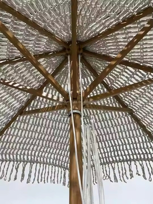 9 ft LA CONCHA Umbrella Macrame Parasol Rope Crochet Woven Patio Umbrella Parasol With Tassels Tassels Woven Canopy Umbrella