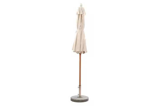 All Weather 10 Feet Outdoor Beach Round Canvas Wooden Parasol Hotel Resort Picnic Teak Pole Umbrella Sun Shade