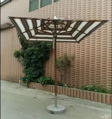 10 FT Outdoor Beach Patio Umbrella Stripe Fabric With Tilt and Crank for Restaurant Pub Furniture
