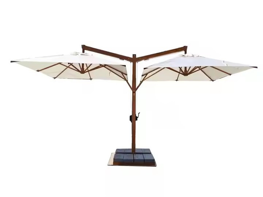 10ft Aluminum Double Canopy Garden Umbrella Parasol Two Heads Patio Umbrella Twin Beach Umbrella