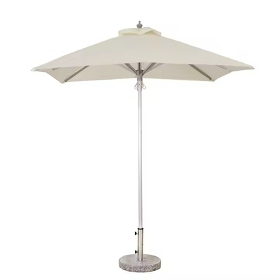 6.6 FT Central Aluminum Pole Beach Umbrella Outdoor Patio Cabana Resort Hotel White Umbrella Parasol