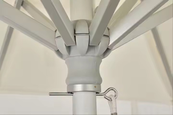 6.6 FT Central Aluminum Pole Beach Umbrella Outdoor Patio Cabana Resort Hotel White Umbrella Parasol