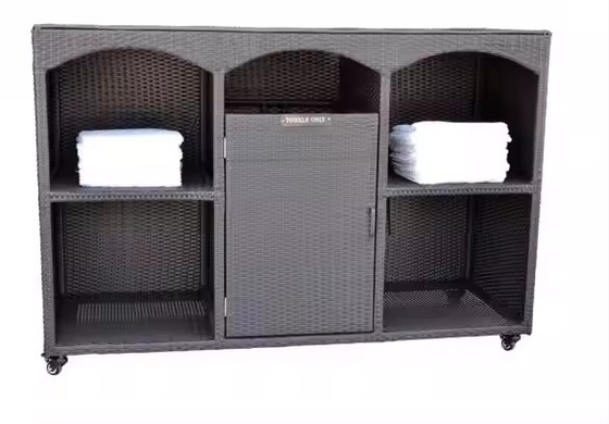 Resort Spa Towel Cabinet Trolly Towel Storage Cabinet Rolling Hotel Bathroom Towel Cabinet Cart With Bin