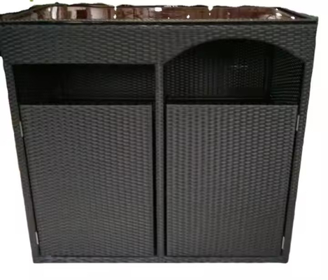 Restaurant Rectangular Wicker Top Serving Cart Rolling Kitchen Trolley Cart With Storage Cabinet