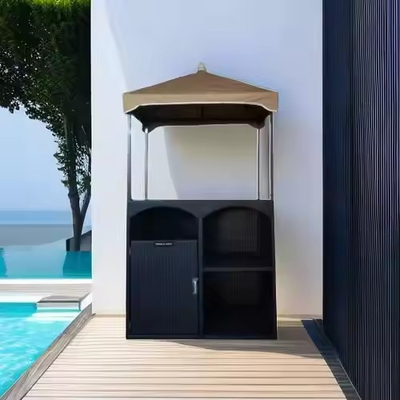 Promotional Pool Furniture Rattan Wicker Outdoor Towel Cabana Resort Hotel Aluminum Poolside Towel Cabinet
