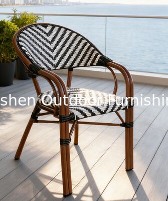 Yoshen Black and White Outdoor Furniture French Style Bistro Dining Arm Chair