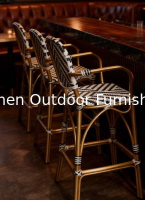 Heavy-Duty Commercial Bar Stools Industrial Aluminum Frame Rattan Back Stools for Pub and Restaurant