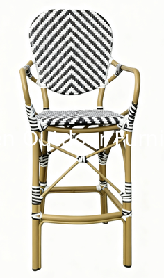 Heavy-Duty Commercial Bar Stools Industrial Aluminum Frame Rattan Back Stools for Pub and Restaurant