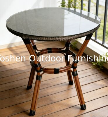 2 Seater Outdoor Aluminum Rattan Dining Table Set with Glass Top Forgarden Patio Balacony Terrance