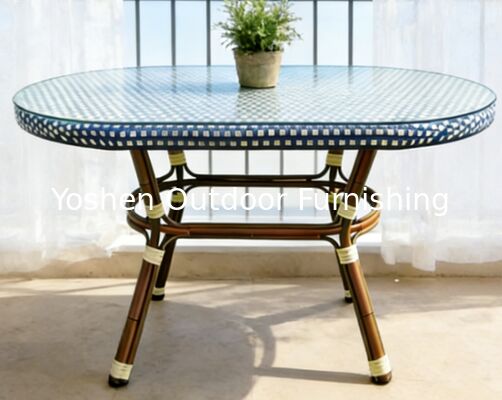 6 Seater Sturdy Aluminum Frame Oval Rattan Dining Table Outdoor for Hotel Resort Courtyard
