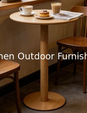 Outdoor Bar Table with Champagne Gold Aluminum Top for Balcony Terrace and Lounge Area Minimalist Design