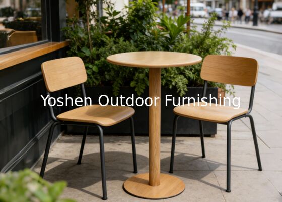 Outdoor Bar Table with Champagne Gold Aluminum Top for Balcony Terrace and Lounge Area Minimalist Design