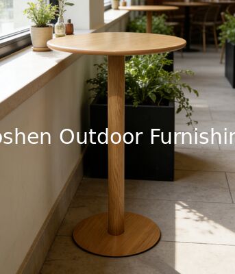 Outdoor Bar Table with Champagne Gold Aluminum Top for Balcony Terrace and Lounge Area Minimalist Design