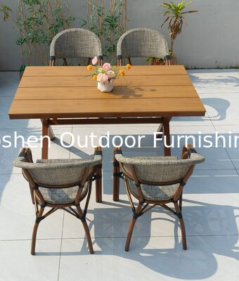 6 Seater Sturdy Aluminum Frame Oval Rattan Dining Table Outdoor for Hotel Resort Courtyard