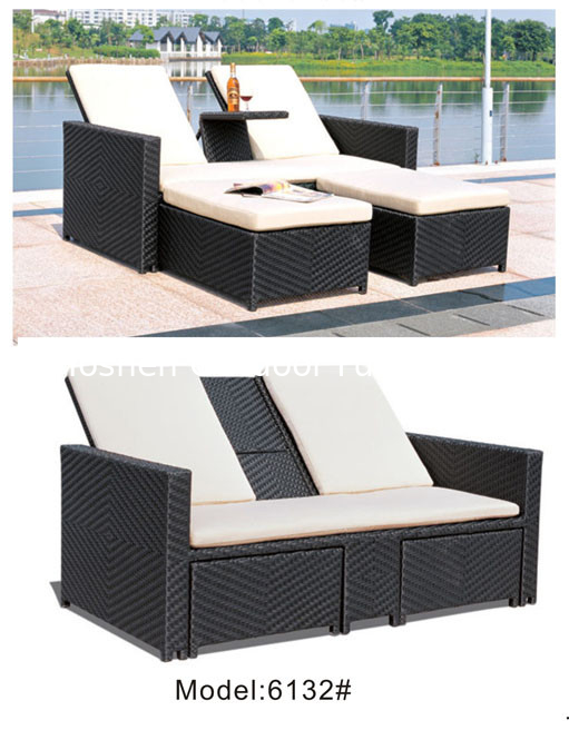 2 person double outdoor daybed with drink table indoor pool furniture  ---6132