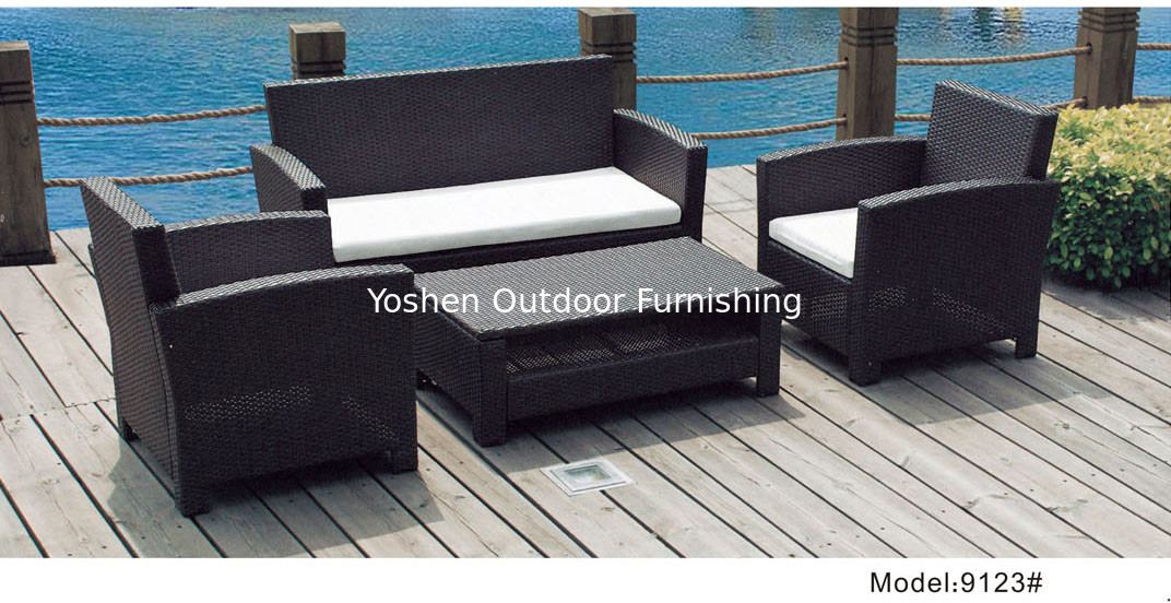 4-piece patio outdoor  wicker rattan deep seat sofa set with loveseat -9123